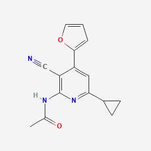 molecular formula C15H13N3O2 B5544766 N-[3-cyano-6-cyclopropyl-4-(2-furyl)-2-pyridinyl]acetamide 