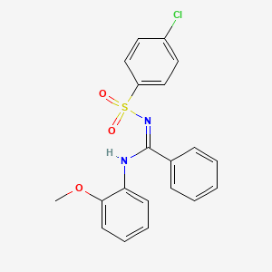 molecular formula C20H17ClN2O3S B5544771 N'-[(4-chlorophenyl)sulfonyl]-N-(2-methoxyphenyl)benzenecarboximidamide 