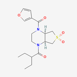 molecular formula C17H24N2O5S B5544787 (4aR*,7aS*)-1-(2-乙基丁酰)-4-(3-呋喃甲酰)八氢噻吩并[3,4-b]吡嗪 6,6-二氧化物 
