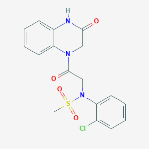 molecular formula C17H16ClN3O4S B5544822 N-(2-chlorophenyl)-N-[2-oxo-2-(3-oxo-3,4-dihydro-1(2H)-quinoxalinyl)ethyl]methanesulfonamide 