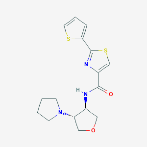 molecular formula C16H19N3O2S2 B5544844 N-[(3R*,4R*)-4-(1-吡咯烷基)四氢-3-呋喃基]-2-(2-噻吩基)-1,3-噻唑-4-甲酰胺 