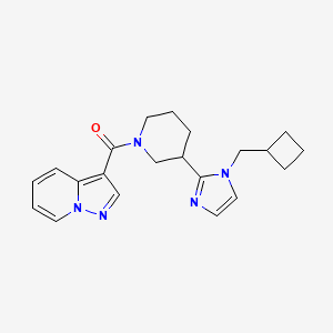molecular formula C21H25N5O B5544874 3-({3-[1-(cyclobutylmethyl)-1H-imidazol-2-yl]piperidin-1-yl}carbonyl)pyrazolo[1,5-a]pyridine 