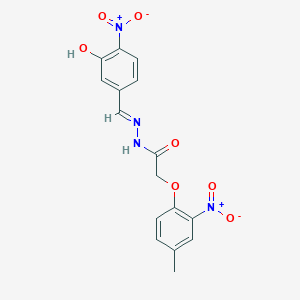 molecular formula C16H14N4O7 B5544880 N'-(3-hydroxy-4-nitrobenzylidene)-2-(4-methyl-2-nitrophenoxy)acetohydrazide 