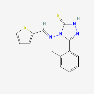 molecular formula C14H12N4S2 B5544911 5-(2-甲基苯基)-4-[(2-噻吩亚甲基)氨基]-4H-1,2,4-三唑-3-硫醇 