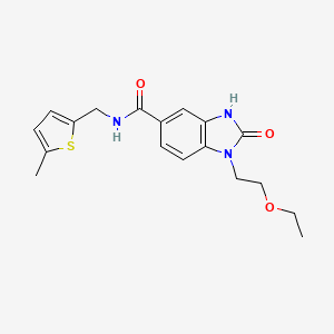 molecular formula C18H21N3O3S B5544919 1-(2-ethoxyethyl)-N-[(5-methyl-2-thienyl)methyl]-2-oxo-2,3-dihydro-1H-benzimidazole-5-carboxamide 
