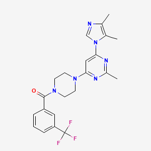 molecular formula C22H23F3N6O B5544930 4-(4,5-dimethyl-1H-imidazol-1-yl)-2-methyl-6-{4-[3-(trifluoromethyl)benzoyl]-1-piperazinyl}pyrimidine 