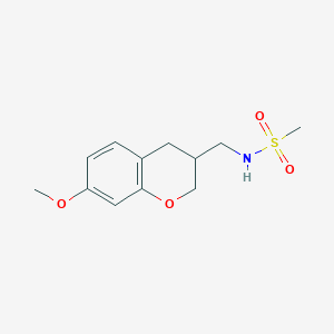 molecular formula C12H17NO4S B5545036 N-[(7-methoxy-3,4-dihydro-2H-chromen-3-yl)methyl]methanesulfonamide 