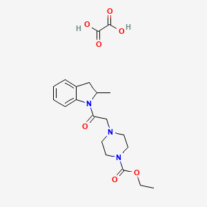 molecular formula C20H27N3O7 B5545060 ethyl 4-[2-(2-methyl-2,3-dihydro-1H-indol-1-yl)-2-oxoethyl]-1-piperazinecarboxylate oxalate 