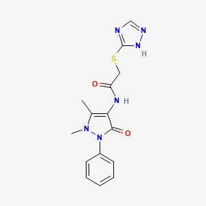 molecular formula C15H16N6O2S B5545092 N-(1,5-dimethyl-3-oxo-2-phenyl-2,3-dihydro-1H-pyrazol-4-yl)-2-(1H-1,2,4-triazol-3-ylthio)acetamide 