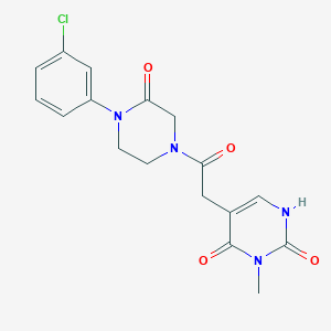 molecular formula C17H17ClN4O4 B5545106 5-{2-[4-(3-chlorophenyl)-3-oxo-1-piperazinyl]-2-oxoethyl}-3-methyl-2,4(1H,3H)-pyrimidinedione 