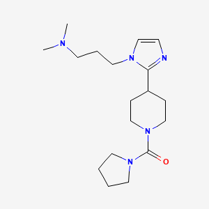 molecular formula C18H31N5O B5545110 N,N-dimethyl-3-{2-[1-(1-pyrrolidinylcarbonyl)-4-piperidinyl]-1H-imidazol-1-yl}-1-propanamine 