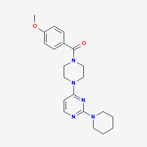 molecular formula C21H27N5O2 B5545116 4-[4-(4-甲氧基苯甲酰)-1-哌嗪基]-2-(1-哌啶基)嘧啶 