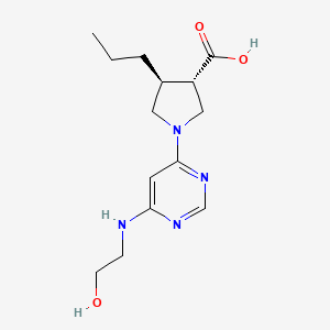 molecular formula C14H22N4O3 B5545148 (3S*,4S*)-1-{6-[(2-羟乙基)氨基]-4-嘧啶基}-4-丙基-3-吡咯烷羧酸 