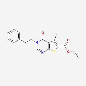 molecular formula C18H18N2O3S B5545154 ethyl 5-methyl-4-oxo-3-(2-phenylethyl)-3,4-dihydrothieno[2,3-d]pyrimidine-6-carboxylate 