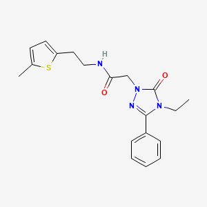 molecular formula C19H22N4O2S B5545157 2-(4-ethyl-5-oxo-3-phenyl-4,5-dihydro-1H-1,2,4-triazol-1-yl)-N-[2-(5-methyl-2-thienyl)ethyl]acetamide 