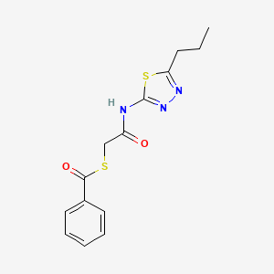 molecular formula C14H15N3O2S2 B5545179 S-{2-氧代-2-[(5-丙基-1,3,4-噻二唑-2-基)氨基]乙基}苯甲硫酸酯 