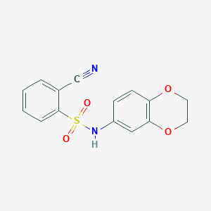 molecular formula C15H12N2O4S B5545210 2-cyano-N-(2,3-dihydro-1,4-benzodioxin-6-yl)benzenesulfonamide 