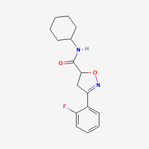 molecular formula C16H19FN2O2 B5545216 N-cyclohexyl-3-(2-fluorophenyl)-4,5-dihydro-5-isoxazolecarboxamide 