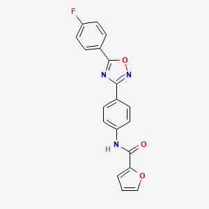 molecular formula C19H12FN3O3 B5545234 N-{4-[5-(4-fluorophenyl)-1,2,4-oxadiazol-3-yl]phenyl}-2-furamide 