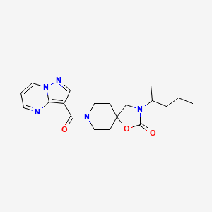 molecular formula C19H25N5O3 B5545242 3-(1-methylbutyl)-8-(pyrazolo[1,5-a]pyrimidin-3-ylcarbonyl)-1-oxa-3,8-diazaspiro[4.5]decan-2-one 