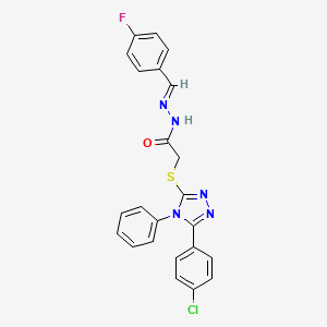 molecular formula C23H17ClFN5OS B5545258 2-{[5-(4-chlorophenyl)-4-phenyl-4H-1,2,4-triazol-3-yl]thio}-N'-(4-fluorobenzylidene)acetohydrazide 