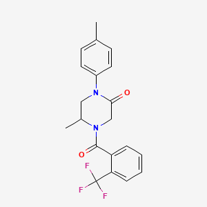 molecular formula C20H19F3N2O2 B5545266 5-methyl-1-(4-methylphenyl)-4-[2-(trifluoromethyl)benzoyl]-2-piperazinone 