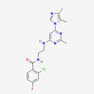 molecular formula C19H20ClFN6O B5545274 2-chloro-N-(2-{[6-(4,5-dimethyl-1H-imidazol-1-yl)-2-methyl-4-pyrimidinyl]amino}ethyl)-4-fluorobenzamide 