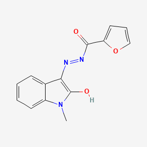 molecular formula C14H11N3O3 B5545295 N'-(1-methyl-2-oxo-1,2-dihydro-3H-indol-3-ylidene)-2-furohydrazide 