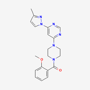 molecular formula C20H22N6O2 B5545301 4-[4-(2-甲氧基苯甲酰)-1-哌嗪基]-6-(3-甲基-1H-吡唑-1-基)嘧啶 