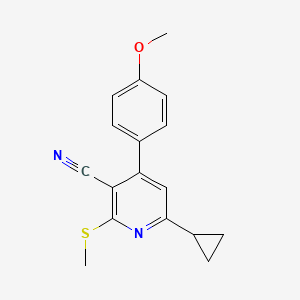 molecular formula C17H16N2OS B5545346 6-cyclopropyl-4-(4-methoxyphenyl)-2-(methylthio)nicotinonitrile 