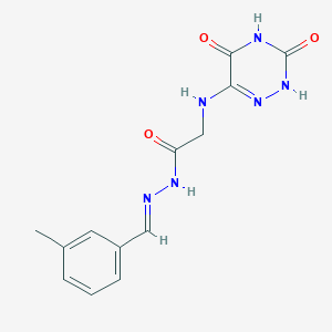 molecular formula C13H14N6O3 B5545364 2-[(3,5-dioxo-2,3,4,5-tetrahydro-1,2,4-triazin-6-yl)amino]-N'-(3-methylbenzylidene)acetohydrazide 