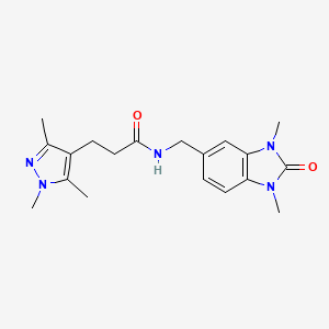 molecular formula C19H25N5O2 B5545388 N-[(1,3-dimethyl-2-oxo-2,3-dihydro-1H-benzimidazol-5-yl)methyl]-3-(1,3,5-trimethyl-1H-pyrazol-4-yl)propanamide 