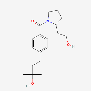 molecular formula C18H27NO3 B5545391 4-(4-{[2-(2-hydroxyethyl)-1-pyrrolidinyl]carbonyl}phenyl)-2-methyl-2-butanol 