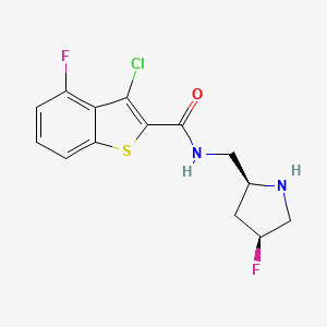 molecular formula C14H13ClF2N2OS B5545399 3-chloro-4-fluoro-N-{[(2S,4S)-4-fluoro-2-pyrrolidinyl]methyl}-1-benzothiophene-2-carboxamide hydrochloride 