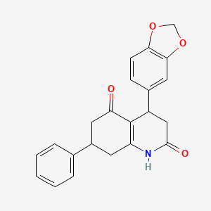 molecular formula C22H19NO4 B5545404 4-(1,3-苯并二氧杂环-5-基)-7-苯基-4,6,7,8-四氢-2,5(1H,3H)-喹喔啉二酮 