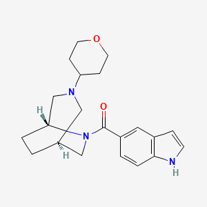 molecular formula C21H27N3O2 B5545467 (1S*,5R*)-6-(1H-吲哚-5-羰基)-3-(四氢-2H-吡喃-4-基)-3,6-二氮杂双环[3.2.2]壬烷 