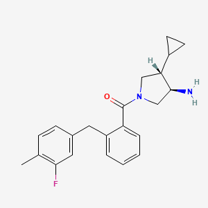 molecular formula C22H25FN2O B5545472 (3R*,4S*)-4-环丙基-1-[2-(3-氟-4-甲基苄基)苯甲酰]吡咯烷-3-胺 