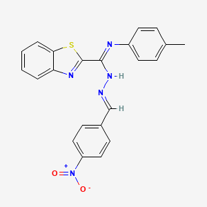 molecular formula C22H17N5O2S B5545485 N-(4-methylphenyl)-N'-(4-nitrobenzylidene)-1,3-benzothiazole-2-carbohydrazonamide 