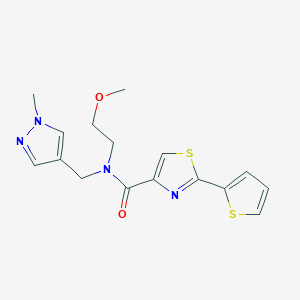 molecular formula C16H18N4O2S2 B5545508 N-(2-methoxyethyl)-N-[(1-methyl-1H-pyrazol-4-yl)methyl]-2-(2-thienyl)-1,3-thiazole-4-carboxamide 