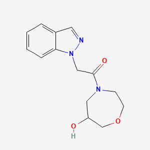 molecular formula C14H17N3O3 B5545513 4-(1H-吲唑-1-基乙酰)-1,4-恶二杂环己烷-6-醇 