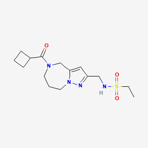molecular formula C15H24N4O3S B5545528 N-{[5-(cyclobutylcarbonyl)-5,6,7,8-tetrahydro-4H-pyrazolo[1,5-a][1,4]diazepin-2-yl]methyl}ethanesulfonamide 