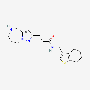 molecular formula C19H26N4OS B5545556 N-(4,5,6,7-tetrahydro-1-benzothien-3-ylmethyl)-3-(5,6,7,8-tetrahydro-4H-pyrazolo[1,5-a][1,4]diazepin-2-yl)propanamide hydrochloride 