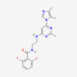 molecular formula C19H20F2N6O B5545581 N-(2-{[6-(4,5-dimethyl-1H-imidazol-1-yl)-2-methyl-4-pyrimidinyl]amino}ethyl)-2,6-difluorobenzamide 