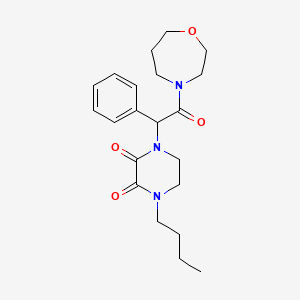 molecular formula C21H29N3O4 B5545592 1-butyl-4-[2-(1,4-oxazepan-4-yl)-2-oxo-1-phenylethyl]piperazine-2,3-dione 