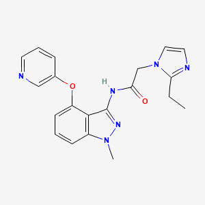 molecular formula C20H20N6O2 B5545597 2-(2-乙基-1H-咪唑-1-基)-N-[1-甲基-4-(吡啶-3-氧基)-1H-吲唑-3-基]乙酰胺 