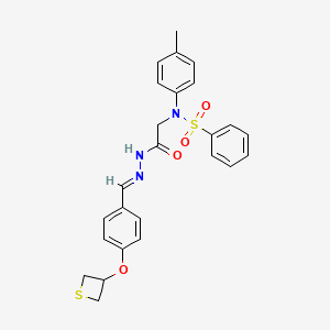 molecular formula C25H25N3O4S2 B5545622 N-(4-甲苯基)-N-(2-氧代-2-{2-[4-(3-噻吩氧基)亚苄基]肼基}乙基)苯磺酰胺 