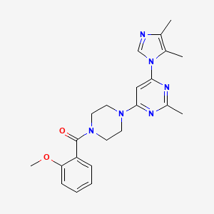 molecular formula C22H26N6O2 B5545641 4-(4,5-二甲基-1H-咪唑-1-基)-6-[4-(2-甲氧基苯甲酰)-1-哌嗪基]-2-甲基嘧啶 
