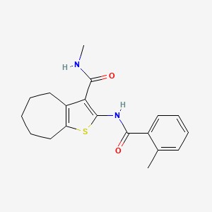 molecular formula C19H22N2O2S B5545665 N-methyl-2-[(2-methylbenzoyl)amino]-5,6,7,8-tetrahydro-4H-cyclohepta[b]thiophene-3-carboxamide 
