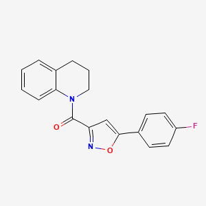 molecular formula C19H15FN2O2 B5545684 1-{[5-(4-fluorophenyl)-3-isoxazolyl]carbonyl}-1,2,3,4-tetrahydroquinoline 