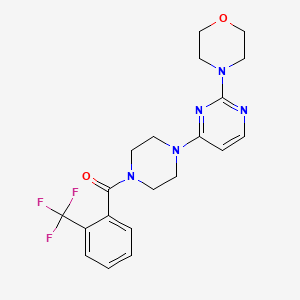 molecular formula C20H22F3N5O2 B5545702 4-(4-{4-[2-(三氟甲基)苯甲酰]-1-哌嗪基}-2-嘧啶基）吗啉 